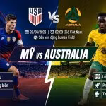 Ảnh bìa nhận định trận đấu Mỹ vs Australia chi tiết trên Gavang TV, phân tích điểm mạnh chiến thuật và đối đầu cầu thủ Pulisic vs Irankunda.